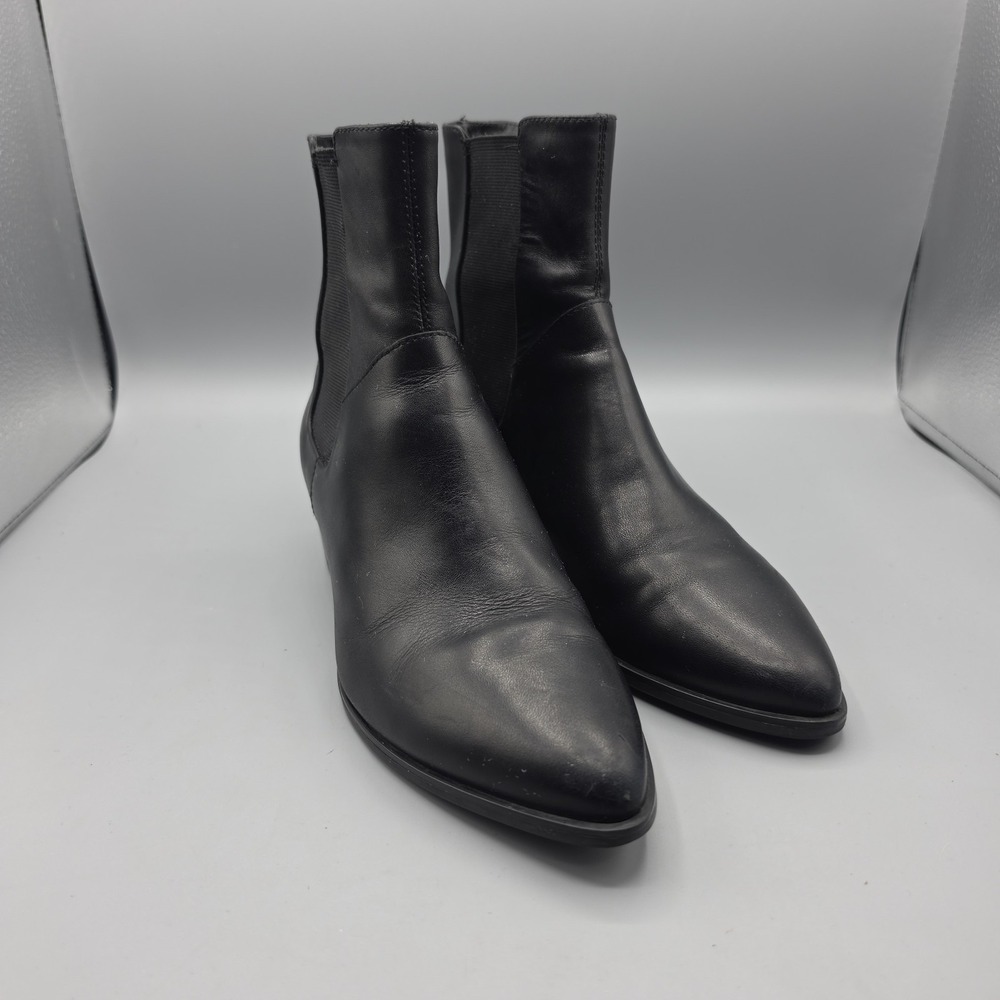 Vagabond Chelsea Boots Womens 38 Black Leather Pull On Almond Toe Classic Heeled
